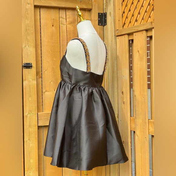 🆕 SELF-PORTRAIT 🧿 NWOT Embellished Taffeta Mini Dress, Black - Sz UK 10 / US 6 - Picture 12 of 17